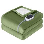 SEALY Heated Throw Blanket, Flannel & Sherpa Electric Throw with 6 Heat Setting & 2-10 Hours Auto Shut Off, Fast Heating & Machine Washable, 50x60 Inch, Green