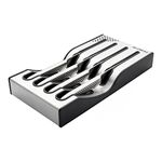 Global Knives Serrated Steak Knife Set, 4 Piece Set, 4 Knives Plus Knife Rack, CROMOVA 18 Stainless Steel, G-88/4001/R