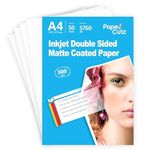 Papercutz A4 Inkjet Printer Photo Paper, 200 Sheets (300 GSM), Double Side Matt Coated, Versatile Printer Paper, Printing Paper, Universal Inkjet Printer Friendly, Photo Printer Paper