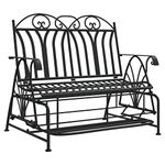 vidaXL 2-Seater Glider Bench - Black Steel Outdoor Bench with Rocking Function and Comfortable Seating - High Durability and Weather Resistance - Stylish and Elegant for Patio, Garden, and Outdoor...