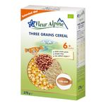 FLEUR ALPINE Organic Three Grains Baby Cereal Dairy Free - Baby Porridge for Deliciously Smooth Breakfast Meals | Nutritious and Instant Gluten Free Cereal 6+ Months with No Added Sugars | 7 Servings