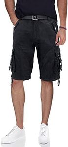 X RAY Mens Cargo Shorts Camo & Solid Colors 12.5" Inseam Knee Length Classic Fit Multi Pocket, TwillBlack, 36