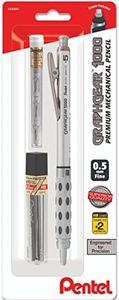 Pentel GraphGear 1000 Automatic Mechanical Drafting Pencil 0.5 mm - Includes Lead Refills & Eraser - Chiseled Metallic Grip with Soft Pads