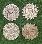 Rangoli Stencil - Wooden/MDF Material | Ready to Draw for Festivals & Events | Round Stencil 6 Inches Combo Pack B