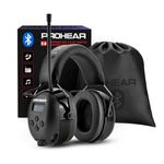 PROHEAR 033 2.0 Upgraded Bluetooth 5.4 Hearing Protection Headphones with FM/AM Radio - 25dB NRR Safety Earmuffs, Rechargeable, 48H Playtime for Mowing, Workshops, and Snowblowing - Black