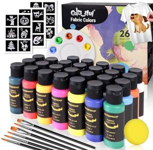 Colorful Fabric Paint Set for Clothes, with 6 Brushes,1 Palette, 26 Colors Permanent Child Safe & Non- Toxic Fabric Paint Kit for T-Shirt, Bags and Cloth Shoes