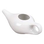 SoulGenie Non-metallic and Lead-Free Microwave and Dishwasher Friendly Leak-proof Durable Ceramic Neti Pot with Comfortable Grip (White)