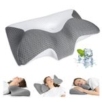 HOMCA Cervical Pillow, Ergonomic Memory Foam Pillow for Neck and Shoulder Pain Relief with Cooling Ice Silk Pillowcase, Orthopedic Neck Bed Pillow for Side, Back and Stomach Sleepers