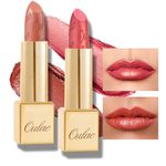 Oulac Metallic Orange & Coral Pink Lipstick Set - 2PCS Vegan Lightweight Hydrating Formula with High Impact Lip Color for Full Coverage Lip Makeup, 05+25