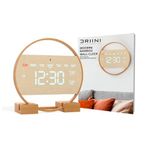 Driini Modern Large Digital Wall Clock - Bamboo Wood with Large LED Display- Day of Week, Time, Temperature, and Humidity - Aesthetic Living Room Clock or Office Wall Clock - Desk or Wall Mount.