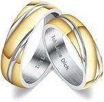 ANAZOZ Wedding Rings Pair Stainless Steel Bi-Colour with Engraving "Ich Liebe Dich" Twisted Polished Band Rings Width 6 mm, 62 (19.7) & 70 (22.3), No gemstone