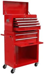 8 Drawer High Capacity Tool Chest with Wheels, Tool Storage Cabinet & Rolling Tool Chest Tool Box, Lockable Rolling Tool Chest with Drawers, Toolbox Organizer for Garage Warehouse Workshop - Red