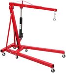 GarveeTech Engine Hoist 2 Ton Folding Cherry Picker Shop Crane Hoist Lift, 4400 LBS Heavy Duty Hydraulic Engine Crane with Telescopic Boom & 6 Casters, Engine Hoist Lever for Engine Lifting Loading