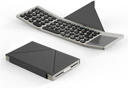 Foldable Bluetooth Keyboard with Touchpad, Portable Wireless Keyboard with Magnetic Leather Case Stand, Bluetooth 5.2 Tri-Fold Compact Keyboard for iOS Android Windows MacOS Tablet Laptop Smartphone