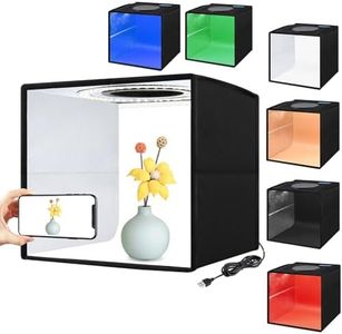 VKONERL Portable Photo Studio Light Box,12"x12" Professional Dimmable Shooting Tent Kit with 112 LED Lights & 6 Backdrops for Jewelry and Small Items Product (White, Black, Red, Blue, Green Brown)