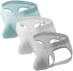 Baoneite Men's Sports Jockstrap Thong U-Pouch Support for Gym & Running Breathable Mesh G-String Underwear (M, Color Set B)