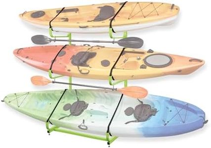 Rockland Kayak Storage Rack, 300 LBS Capcaity for 3 Kayaks, 48" x 56" x 82", Heavy Duty Freestanding Kayak Stand for Kayaks, SUPs, Canoe and Paddleboard Kayak Rack for Indoor Garage and Outdoor Use
