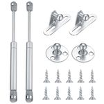 2 Pcs Gas Lift Strut Kit, Gas Spring Strut Lift Stay Support, 100N/10KG Kitchen Cupboard Wardrobe Cabinet Door Soft Close Gas Spring Strut Damper Hinge Flap Fittings Door Stay (Silvery-2)