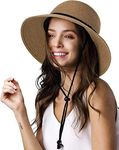 FURTALK Womens Wide Brim Sun Hat with Wind Lanyard UPF Summer Straw Sun Hats for Women Green