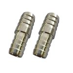 Pysrych Stainless Steel Hose Barb Fitting Reducing Union 3/4" Barbed x 1/2" Barbed Reducer Splicer Mender Adapter Coupler, 2" Length (Pack of 2)