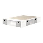 South Shore Furniture Flexible Bed with Storage and Baskets-Queen-Pure White