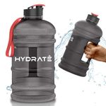 HYDRATE XL Jug 2.2 Litre Water Bottle BPA Free with Handle and Flip Top Lid for Daily Use - Hydration Bottle for Active Lifestyles - Reliable Water Bottle for Gym, Travel, and Outdoor Use (Black)