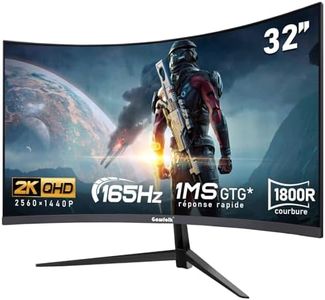 Gawfolk 32 inch Curved QHD (2560 * 1440) 2K Gaming Monitor 165Hz Computer Screen, Frameless 1800R Curved Computer Display Screen ，100% sRGB,with FreeSync，VESA Compatible