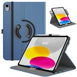 TiMOVO Rotating Case for iPad 10th Generation 2022, iPad 10.9 inch Case, 90 Degree Rotating Smart Stand Cover for iPad 10, Protective Leather Cover with Stylus Loop Design - Denim Blue