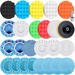 SIQUK 26 Pieces Car Polisher Buffing Pads 6 Inch Car Polishing Pad Kit Foam Polish Pads Wax Bonnets Polisher Buffer Attachment for Drill