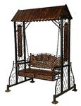 Habiba Arts Store Iron 2 Seater Swing Jhula For Adult Indoor Metal Swing For Adult For Home & Garden Porch Balcony 2 Seater Weight Capacity 300Kgs+, 177 centimeters, Brown