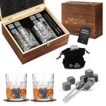 HANFLLC Whiskey Stones Glass Gift Set of 2, Unique Whiskey Set, 8 Granite Chilling Stones