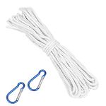 Supernic 12.5m 6mm Flag Rope Polyester Pole Halyard Rope Flag Replacement Flag Halyard Line with 2 Steel Hook Clips Flagpole Rope Clips for Outdoor Hanging Clothes Bundled Sailing Rigging Garden