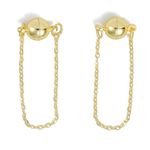 Via Mazzini Gold Plated No-Piercing Magnetic Clip-On With Hanging Chain Front-Back Style Dangle Earrings For Women And Girls (ER2024) 1 Pair