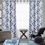 HOMEMONDE Combo Curtains 7 Ft Set Of 4 Door Printed Thick & Sheer Transparent Cotton Grommet Curtain For Living Room Big Panels, Multicolor & White