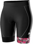 SLS3 Tri Shorts for Women - Triathlon Shorts in Womens - FX Slim Athletic Fit (Black/Sangria Camo, Medium)
