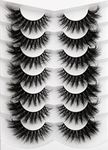 Lashes 20mm Fluffy False Eyelashes Thick Volume Dramatic Cat Eye Lashes 7 Pairs Long Strip Wispy Lashes Pack