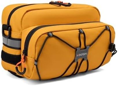 WINPRIM Bike Handlebar Bag, 5L Large Capacity Bicycle Front Bag, Water Resistant Bike Bag with Reflective Straps & Shoulder Strap, Handlebar Frame Bag for Road Bike, MTB, Commuter Cycling Yellow