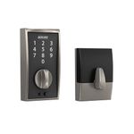 Schlage Touch Century Electronic Deadbolt Lock with Touchscreen Keypad, Keyless Front Door Entry, Satin Nickel, BE375 CEN 619