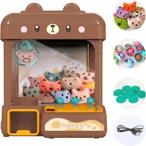 cxjoigxi Large Claw Machine for Kids Adults with Prizes, Adjustable Sound & Light, Mini Vending Machine, Electronic Arcade Crane Game, Candy Dispenser Toy for Girls Boys Birthday Gifts, Bear