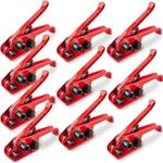 Auxdee Heavy Duty Poly Strapping Tensioner & Cutter Manual Banding Tools for 1/2" -3/4" Width Polyester (PET) Polypropylene (PP) Strap (Red, 10 Pack)