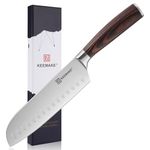 KEEMAKE Santoku Knife 7 inch, Japanese Chef Knife with German High Carbon Stainless Steel 1.4116 Chopping Knife, Kitchen Knife with Pakkawood Handle for Kitchen Cutting Knife