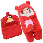 First Kick Baby Blankets New Born Combo Pack Of Hooded Wrapper Durable Fleece Polyester Sleeping Bag And Baby Bath Towel For 0-6 Months Baby Boys And Baby Girls Pack Of 2 Red Bird, Casual Style