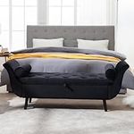 65" King Size Bed Bench with Arm, E