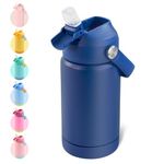 Kerilyn 12oz Kids Insulated Water Bottle, Leak-Proof Toddler Cup with Straws Lids, Kids Water Bottles for School Boys Girls, Stainless Steel Vacuum Insulated Bottle for Kids, BPA Free, Blue