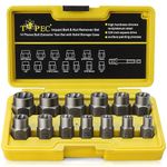 13+1 Piece Impact Bolt & Nut Remover Set - 3/8" Drive with Nut Extractor Socket, Hex Adapter, and Bolt Remover Tool for Damaged, Rusted, or Rounded-Off Bolts, Nuts, and Screws