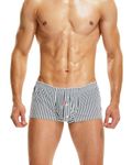 BEEMEN Men's Boxer Shorts Cotton Low-Rise Underwear Men's Boxer Briefs Trunk Underwear Briefs with Fly, Black (black striped), XL