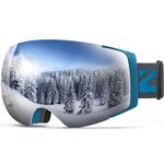 ZIONOR X4 Ski Goggles Magnetic Lens - Snowboard Goggles for Men Women Adult - Snow Goggles Anti-Fog UV Protection (Blue Frame Revo Silver Lens)