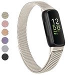 Amzpas Metal Band Compatible with Fitbit Inspire 3 Bands Women Men, Stainless Steel Mesh Loop Adjustable Wristband Replacement Strap for Fitbit Inspire 3 Fitness Tracker (Starlight)