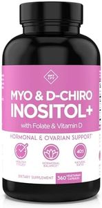 Premium Inositol Supplement - Myo-Inositol and D-Chiro Inositol Plus Folate and Vitamin D - Ideal 40:1 Ratio - Healthy Hormone Balance & Healthy Ovarian Support for Women - Vitamin B8-90 Day Supply