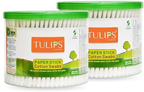 TULIPS Cotton Ear Buds/Swabs (pack of 2) with white PAPER Sticks (300/600 Tips ) in a Jar